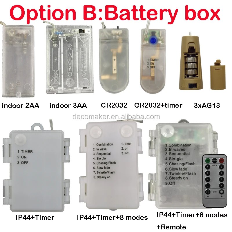 IP44 3AA Green Battery Box with Remote LED String Light