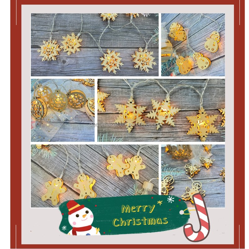 Christmas string lights-wooden decos