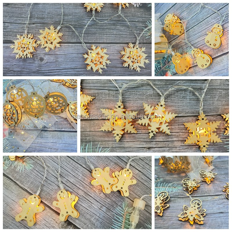 Christmas string lights-wooden decos