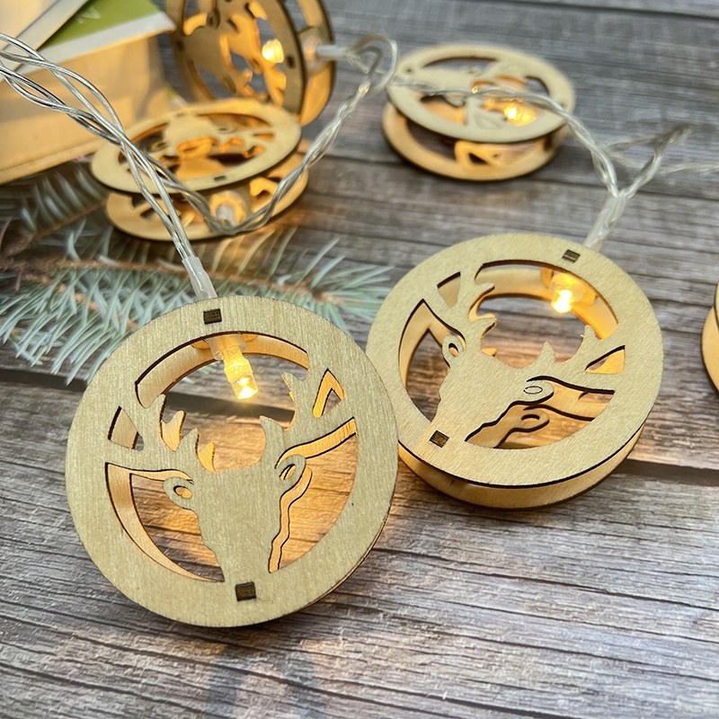 Christmas string lights-wooden decos