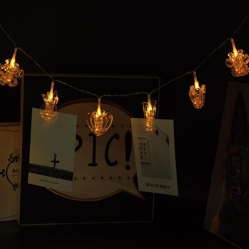 christmas decor lights battery powered shape clips string light for home decoration