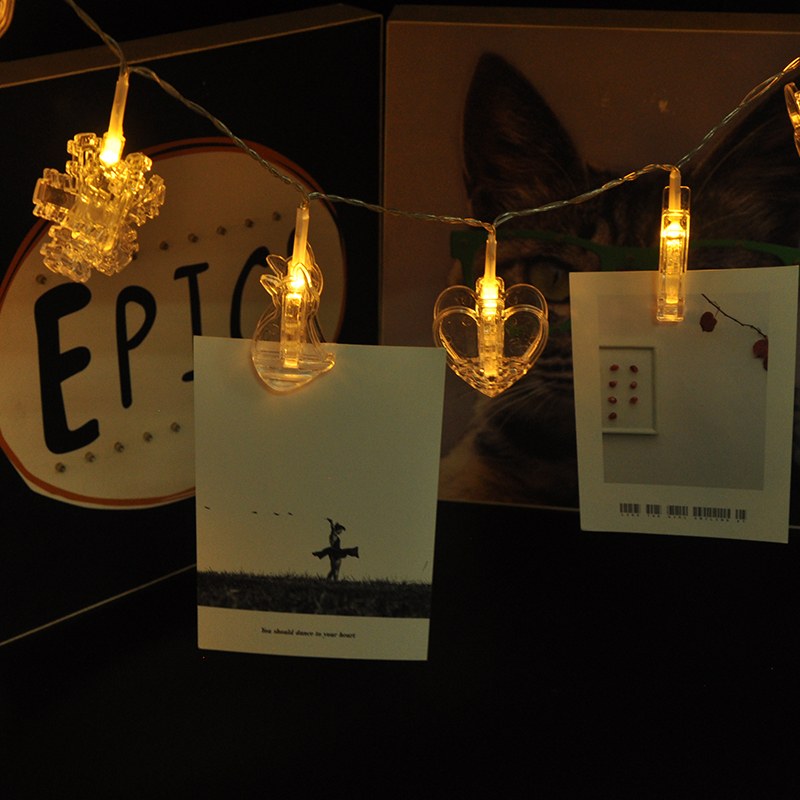 christmas decor lights battery powered shape clips string light for home decoration