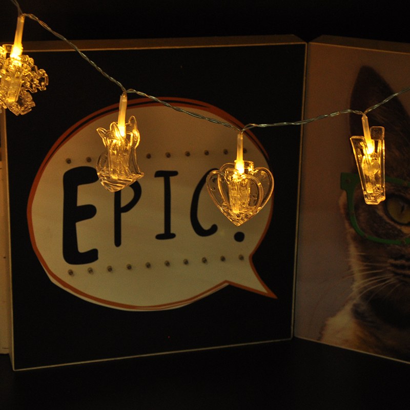 christmas decor lights battery powered shape clips string light for home decoration
