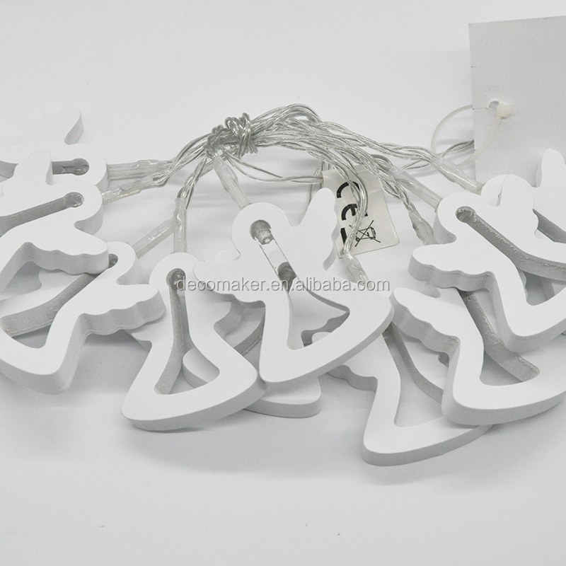 Christmas LED Indoor Outdoor wooden angel Decoration 2AA Battery String Fairy Lights for room party shop Window
