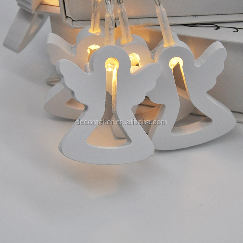Christmas LED Indoor Outdoor wooden angel Decoration 2AA Battery String Fairy Lights for room party shop Window