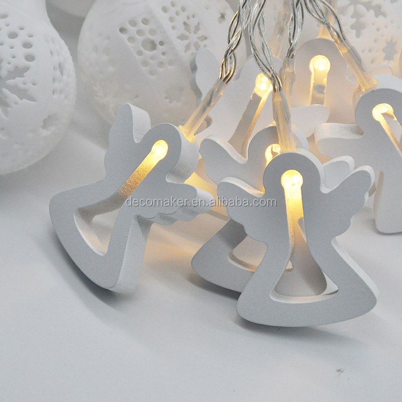 Christmas LED Indoor Outdoor wooden angel Decoration 2AA Battery String Fairy Lights for room party shop Window