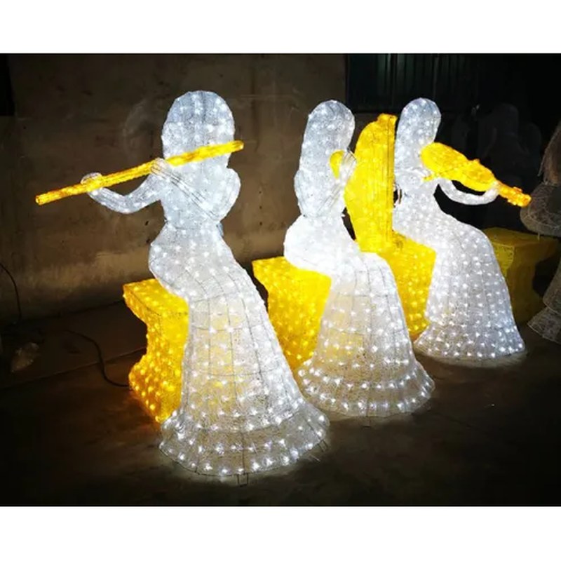 Acrylic LED Lighted Outdoor Christmas Angels