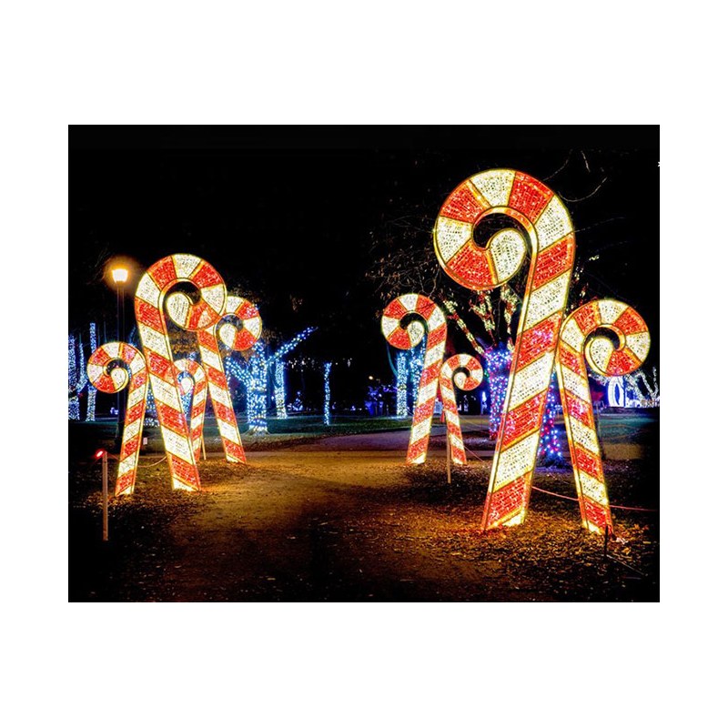 Outdoor Large Candy Cane with Red LED Lights