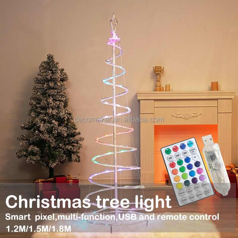 Smart pixel spiral christmas tree light with Remote control- USB,1.2m/1.5m/1.8m height