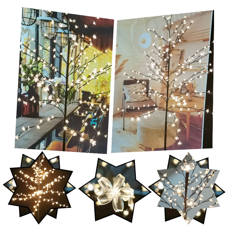LED tree light with cherry blossom flower