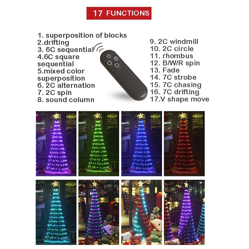 DTL-RGB series 17functions colorful Christmas tree light