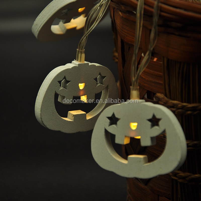 Battery wooden Pumpkin Shaped LED String Lights for Halloween Holiday room decoration