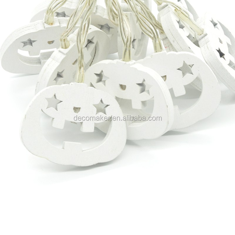 Battery wooden Pumpkin Shaped LED String Lights for Halloween Holiday room decoration