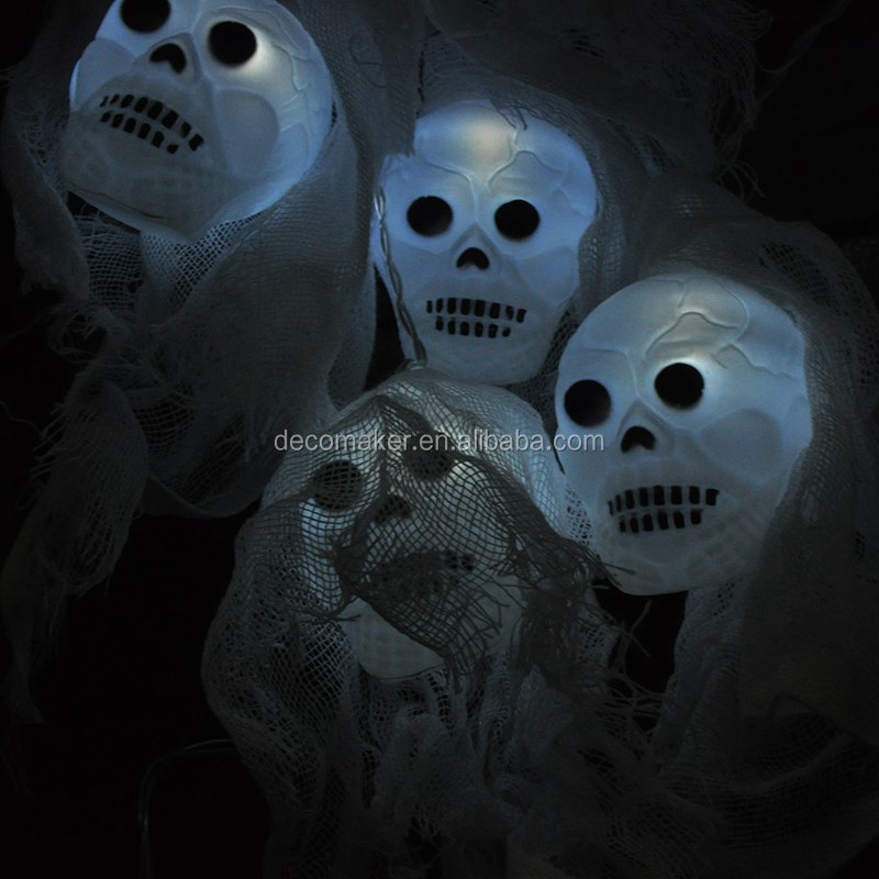 Battery Skull Shaped white LED String Light for Halloween Holiday room decoration