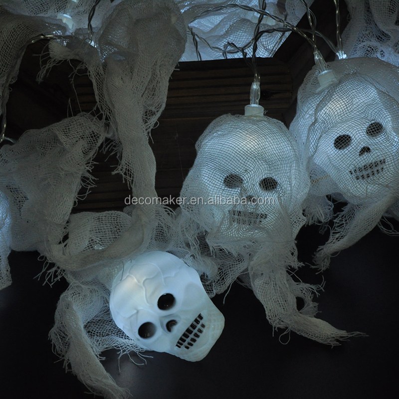 Battery Skull Shaped white LED String Light for Halloween Holiday room decoration