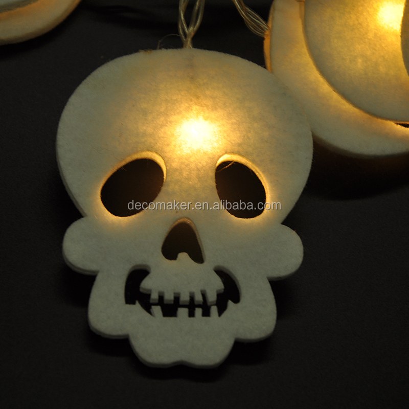 Battery Skull Shaped warm white LED String Light for Halloween Holiday room decoration