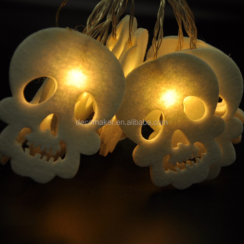 Battery Skull Shaped warm white LED String Light for Halloween Holiday room decoration