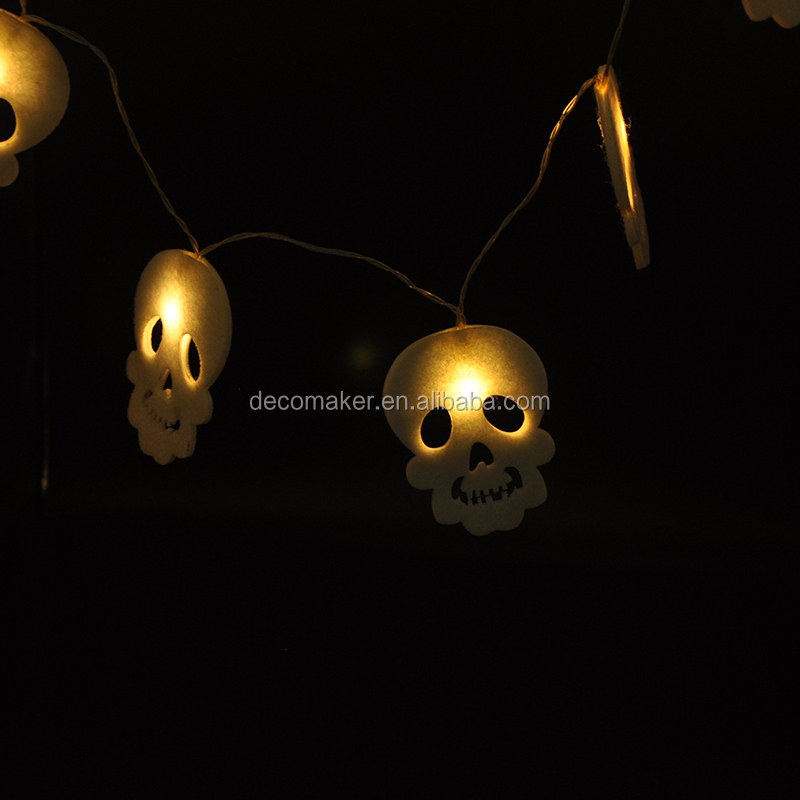 Battery Skull Shaped warm white LED String Light for Halloween Holiday room decoration