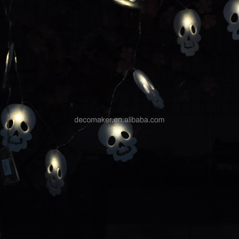 Battery Skull Shaped warm white LED String Light for Halloween Holiday room decoration