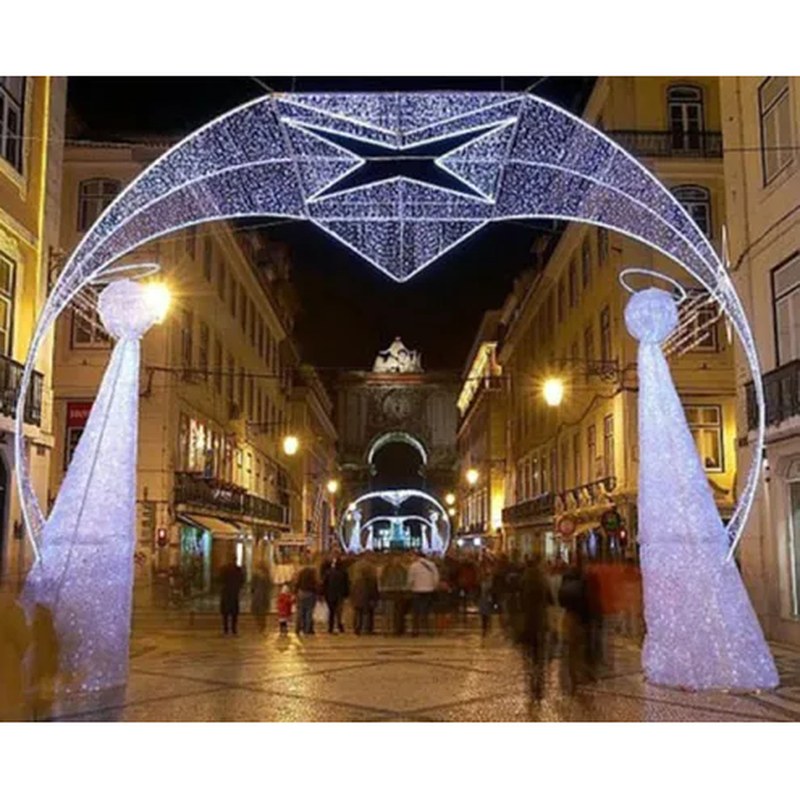 Lighted Christmas Driveway Arch with Angels