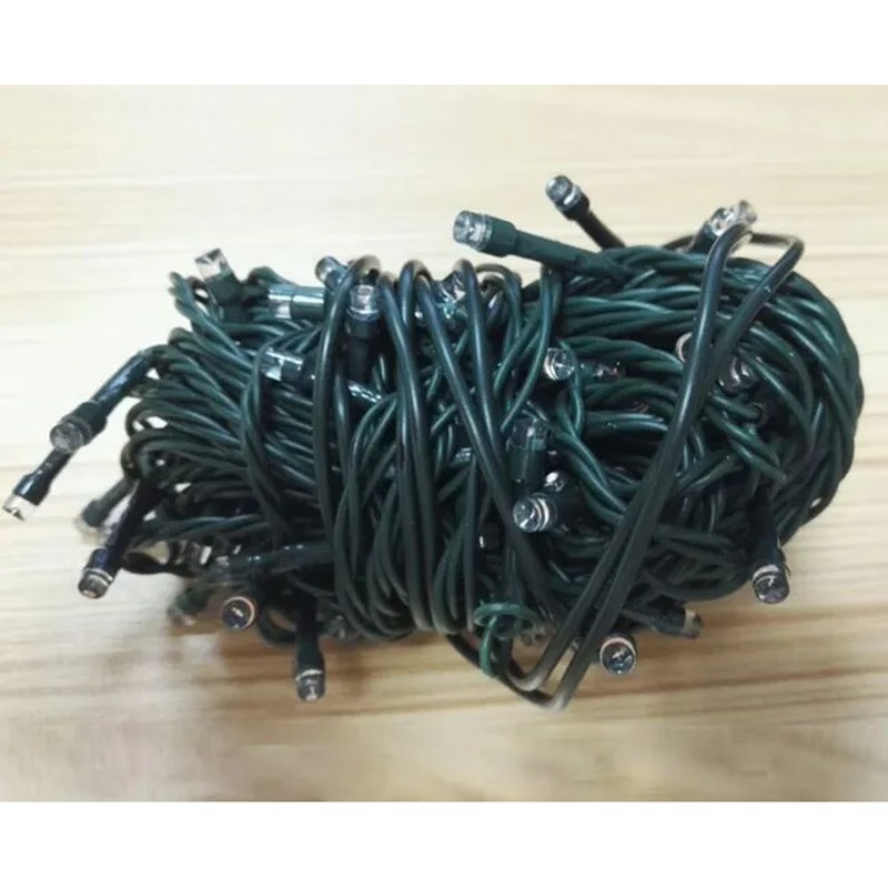 White LED Christmas String Lights with Green Wire