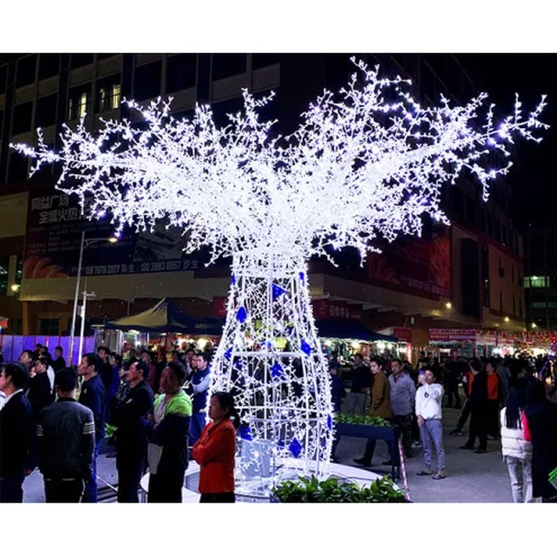 Outdoor Large White Artificial Light Up Tree
