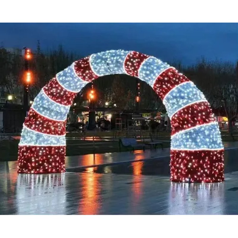 White and Red Christmas Arches with Lights