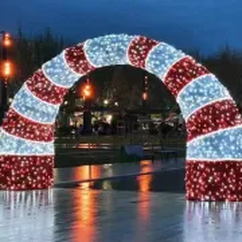 White and Red Christmas Arches with Lights