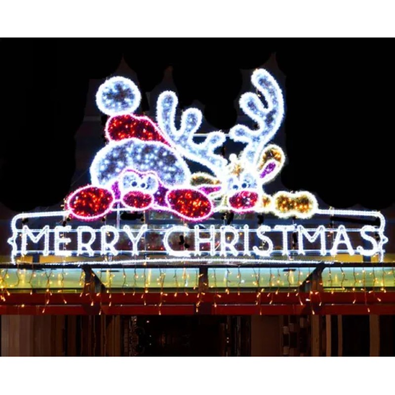 Merry Christmas Sign with Reindeer for Front Door