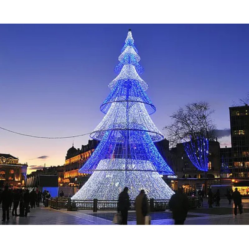 Outdoor Large Blue and White Light Christmas Tree