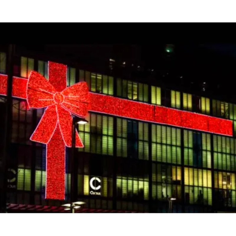 Giant Red Lighted Bow Wall Christmas Decoration