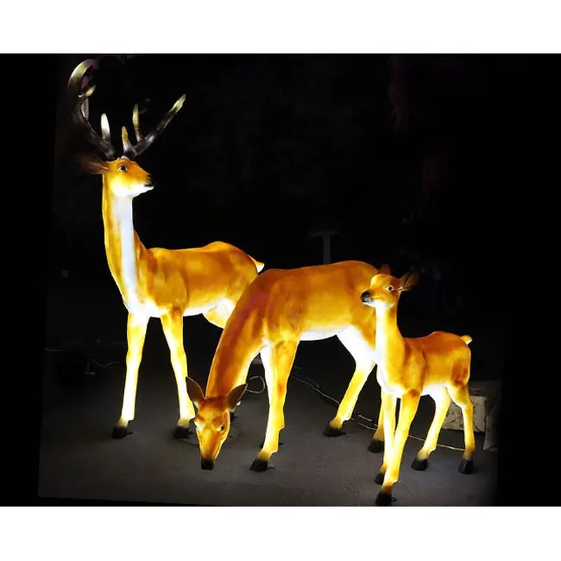 Fiberglass Lighted Outdoor Reindeer Family