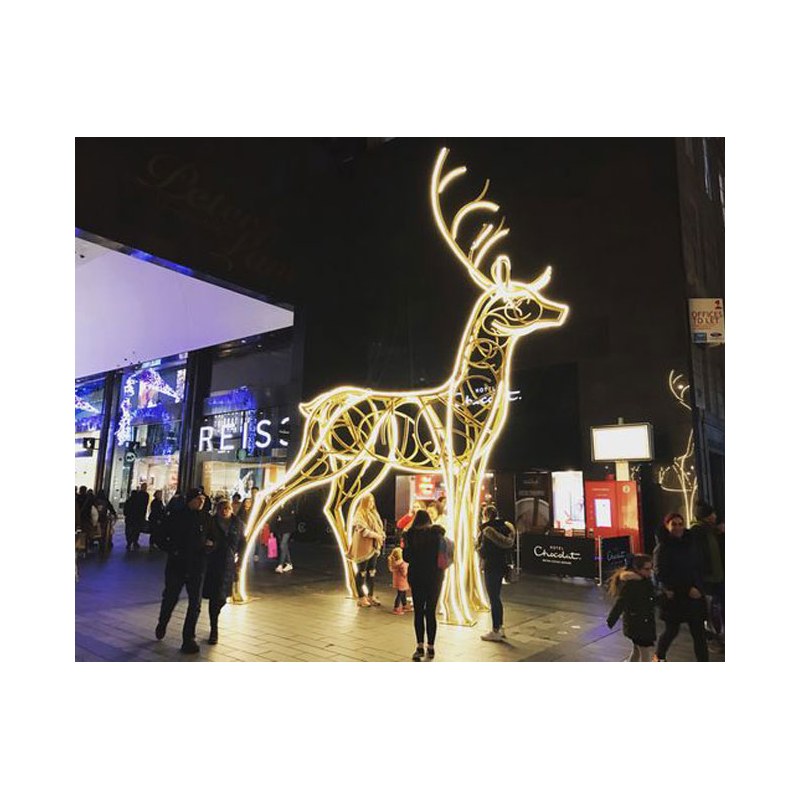 Mall Decorative Large Golden Light Up Reindeer