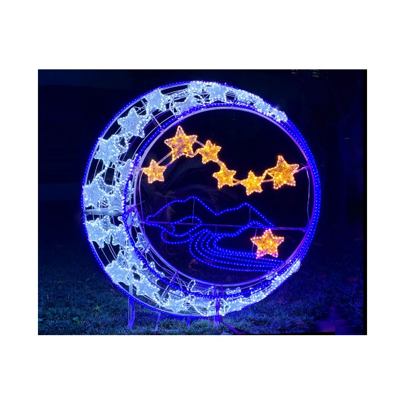 Large LED Crescent Moon Light with Stars
