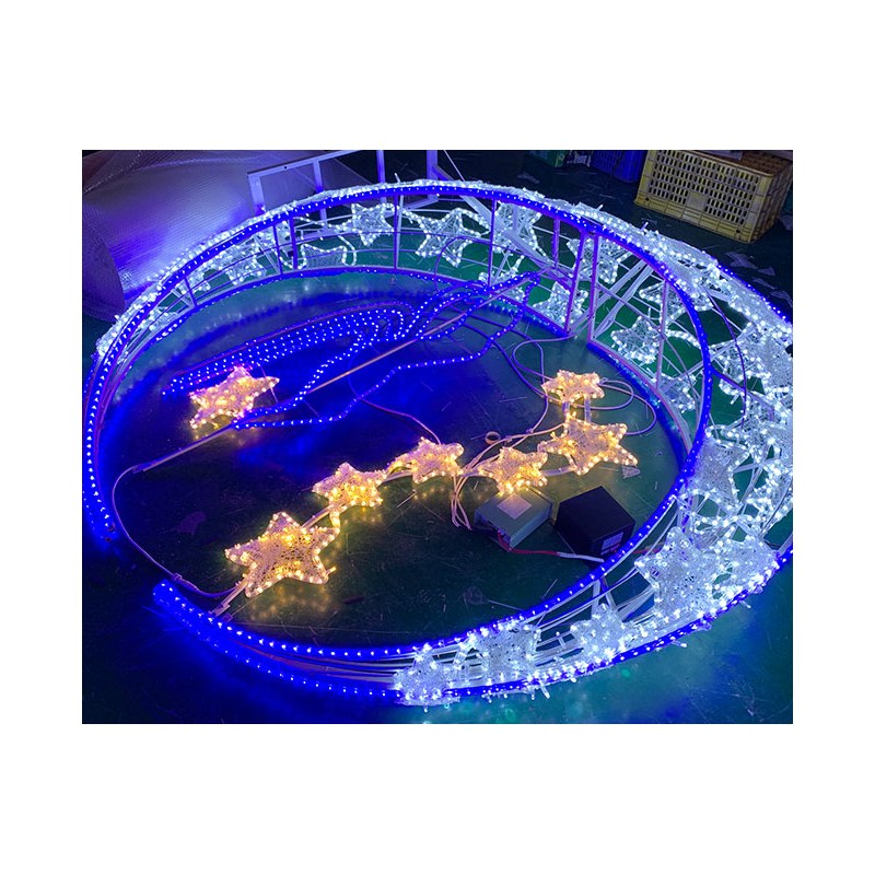 Large LED Crescent Moon Light with Stars