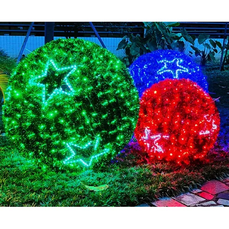 Red Green and Blue Outdoor Light Balls with Stars