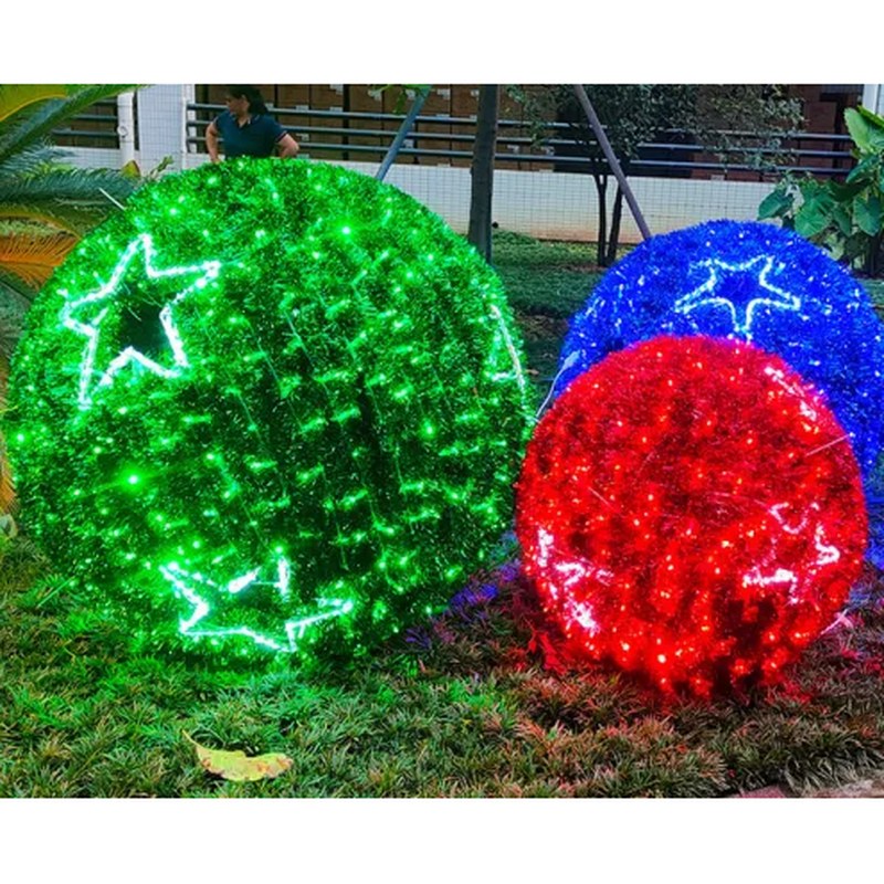 Red Green and Blue Outdoor Light Balls with Stars